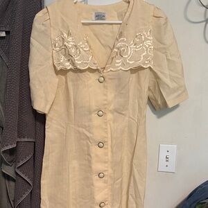 Alessi Cream Button-Down Midi Dress